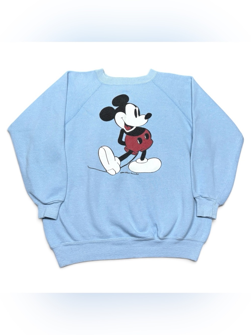 Vintage 70s Mickey Mouse Disney Raglan Crewneck Sweatshirt Blue Michael Jackson